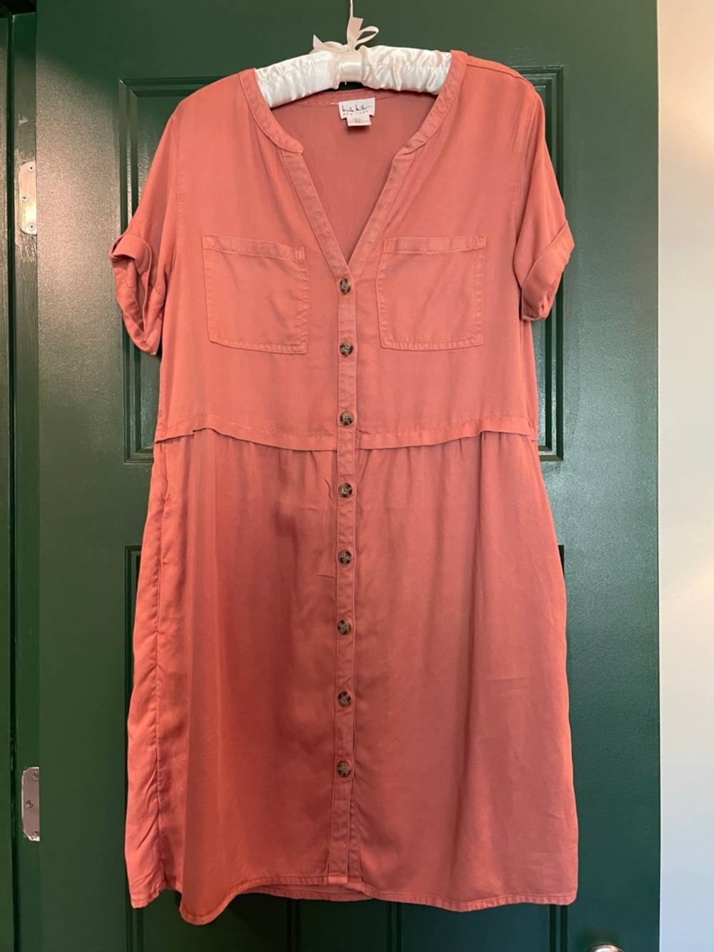 Nicole Miller Coral Button-Front Midi Dress